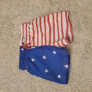 5 For $25 Cat & Jack Kids Red White Blue American Swimming Shorts Size 18 Months